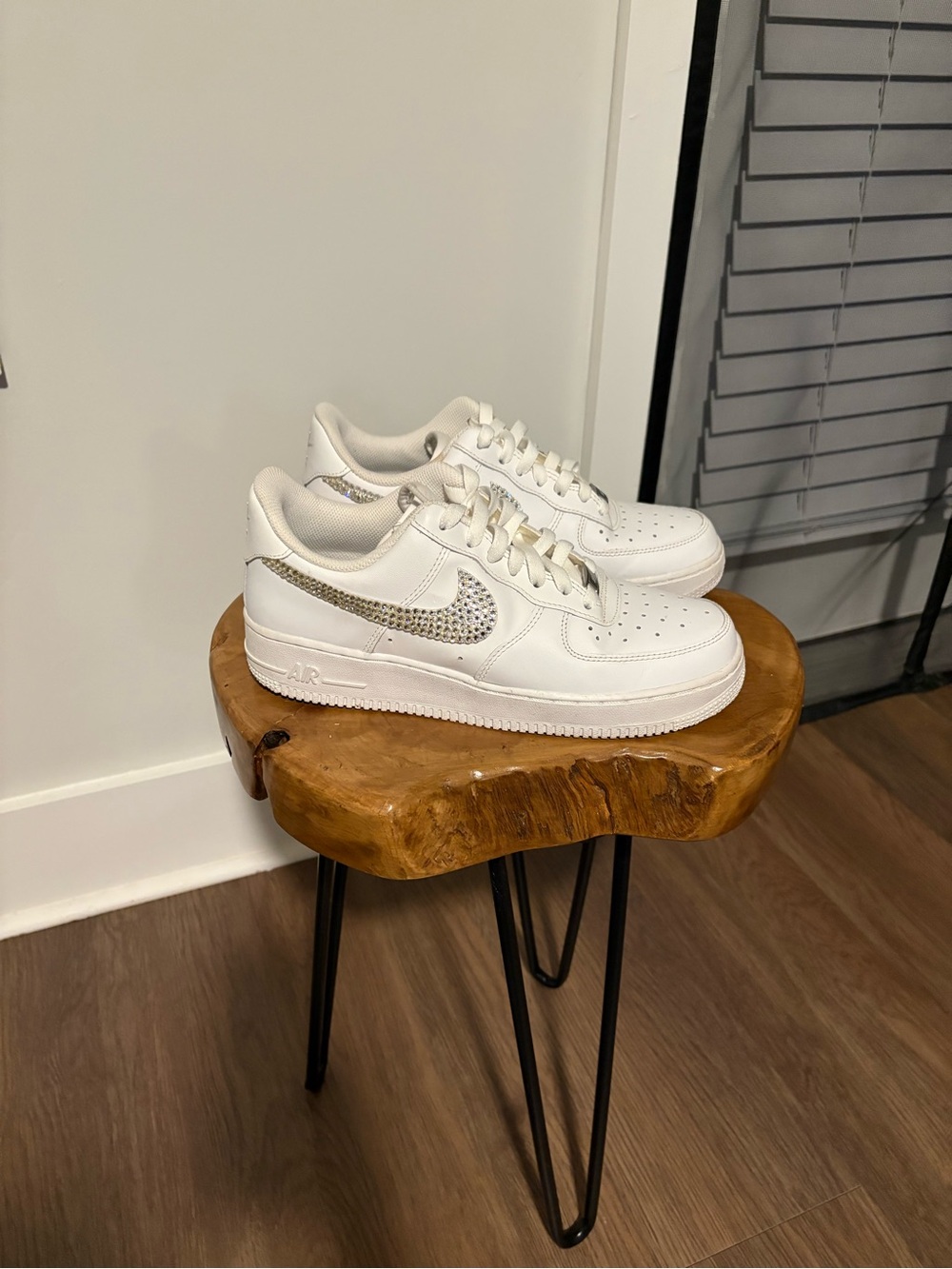 Nike White Sneakers with Silver Swoosh
